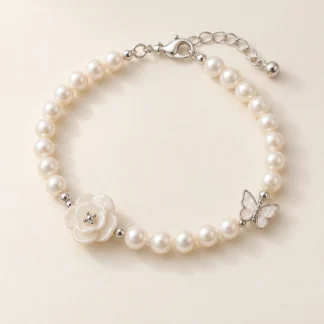 Illustration of Camellia pearl butterfly bracelet