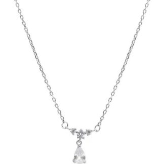 Silver-tone necklace with a teardrop pendant